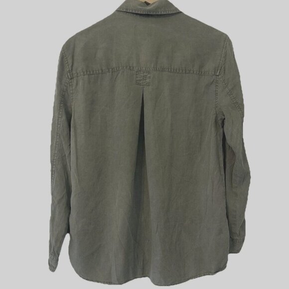 American Eagle Women's Size Medium Moss Green Casual Button Down - Picture 3 of 4